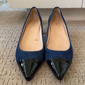 Cole Haan Nike Air Suede Deep Navy Cap Toe Kitten Heel Pumps Sz 10B